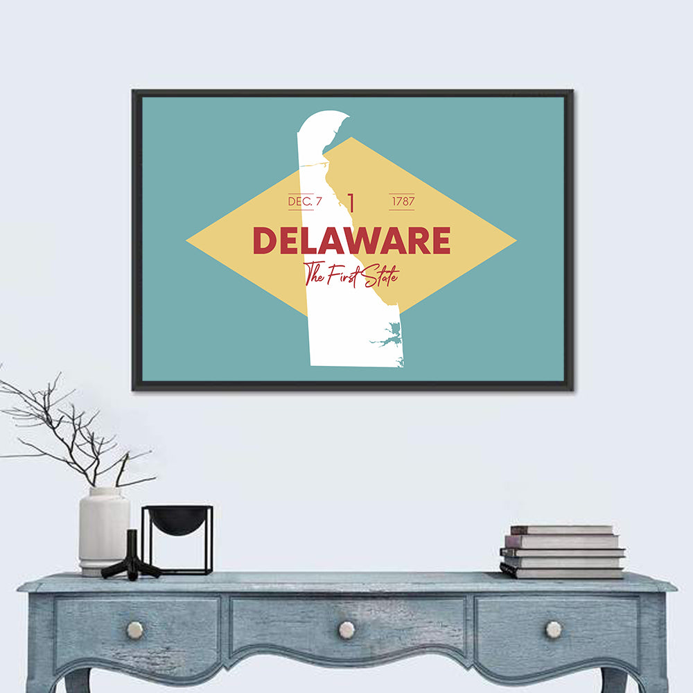 Delaware State Map Graphic Wall Art