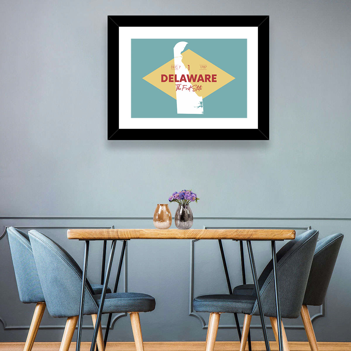 Delaware State Map Graphic Wall Art