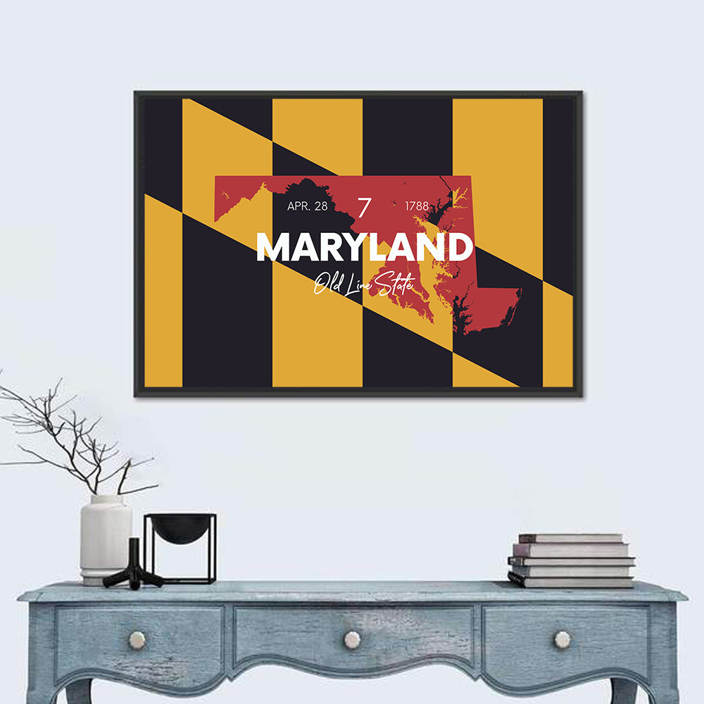 Maryland State Map Wall Art