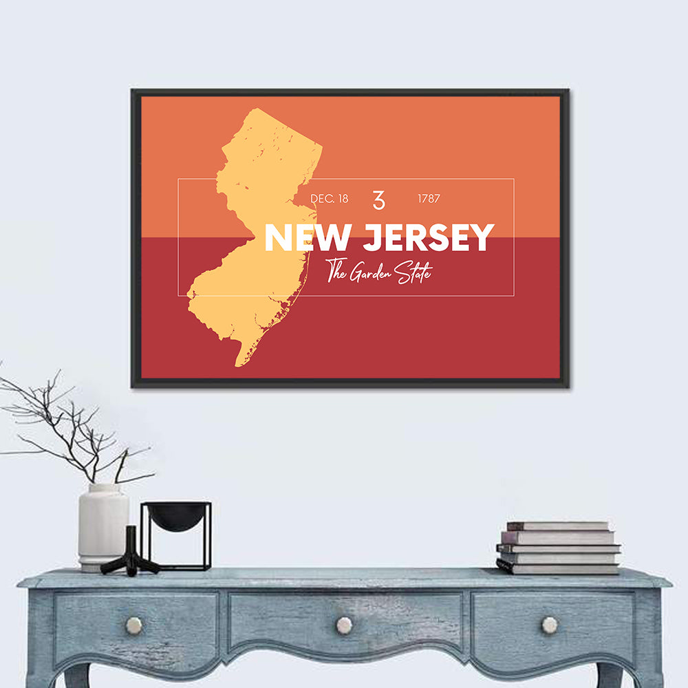 New Jersey State Map Wall Art