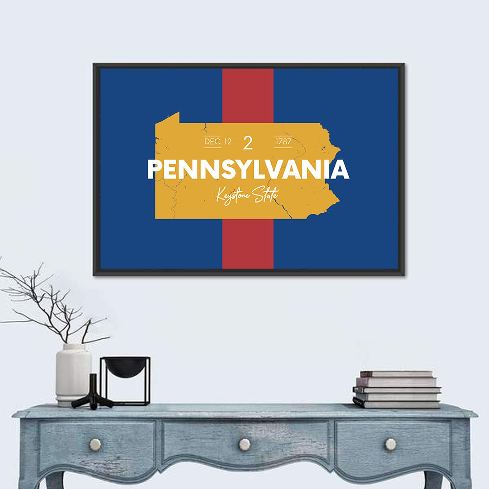 Keystone State Map Graphic Wall Art