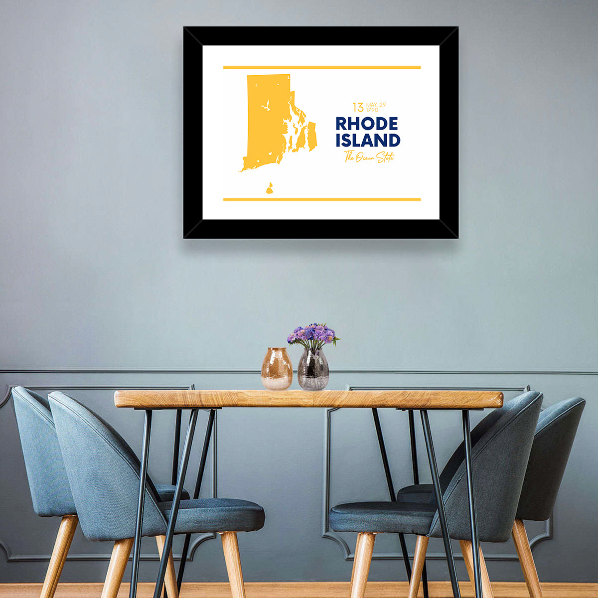 Rhode Island State Map Wall Art