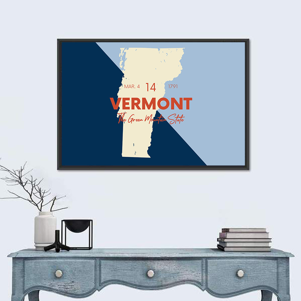 Vermont Map, Green Mountain State Wall Art