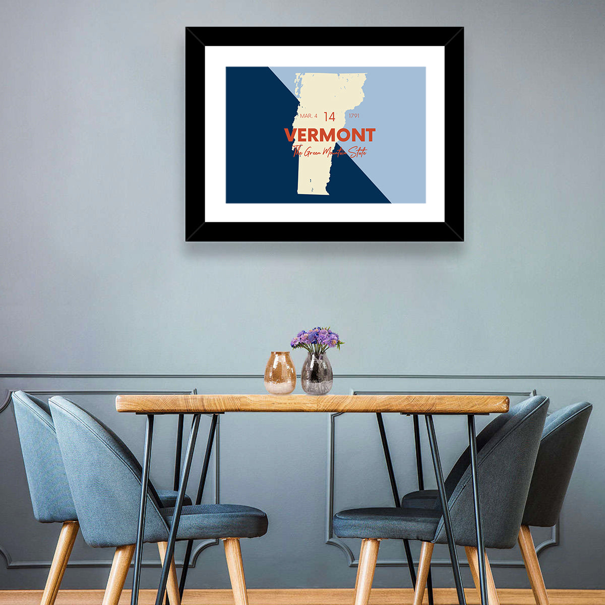Vermont Map, Green Mountain State Wall Art