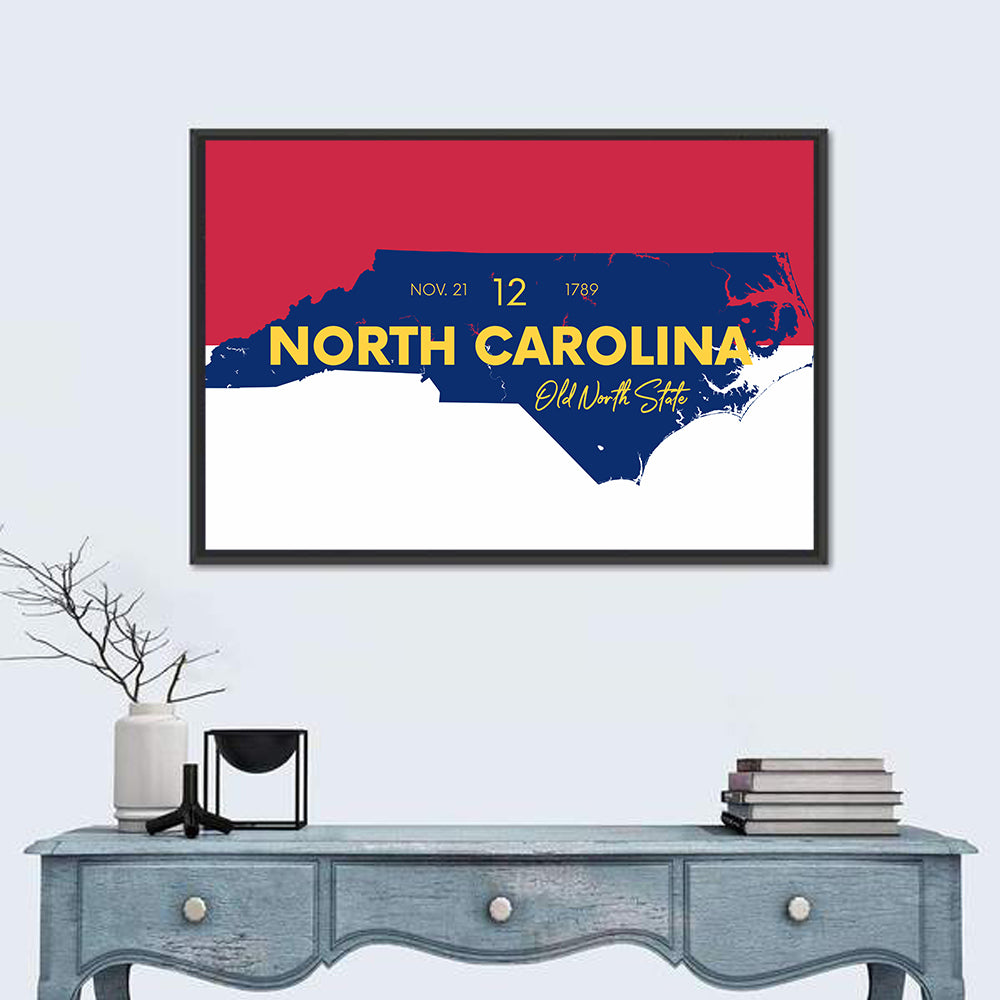 North Carolina Typographic Map Wall Art