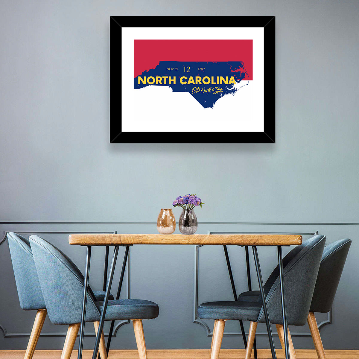 North Carolina State Map Wall Art