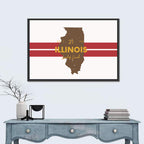 Illinois Map Land of Lincoln Wall Art