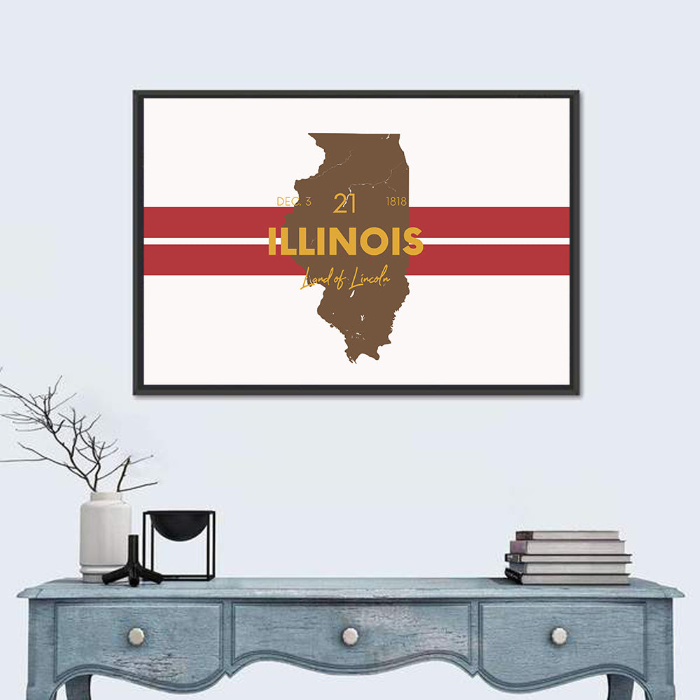 Illinois Map Land of Lincoln Wall Art