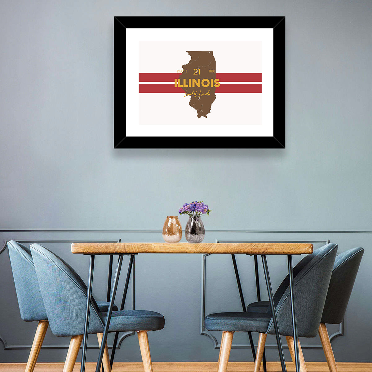 Illinois Map Land of Lincoln Wall Art