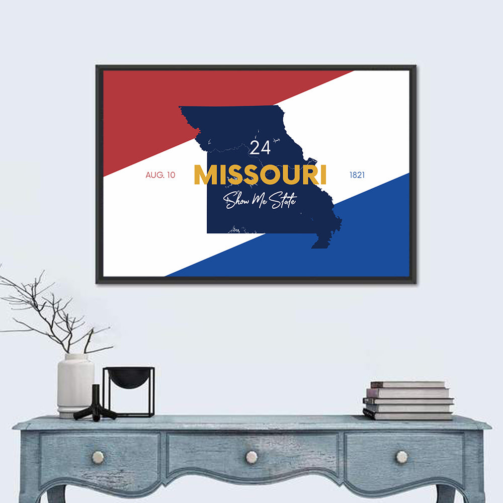 Missouri Map, Show Me State Wall Art in a room, landscape