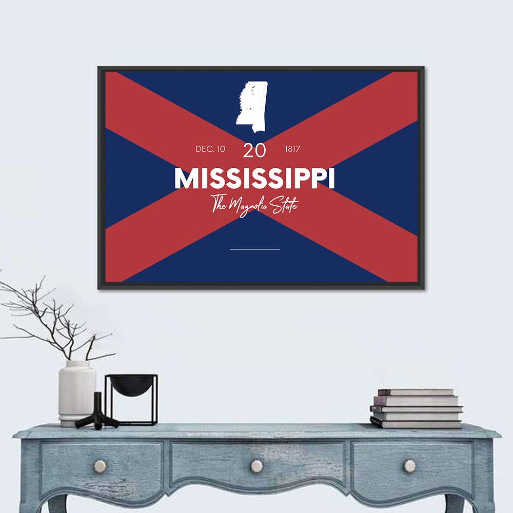Mississippi Map, the Magnolia State Wall Art