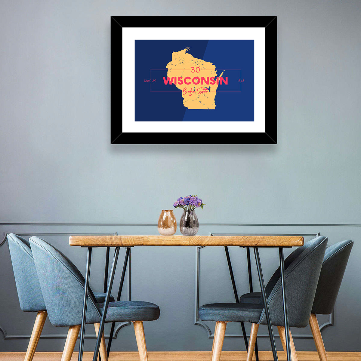 Badger State Map Wall Art
