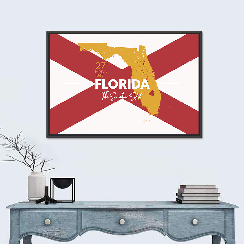 Florida Gold Map Graphic Wall Art