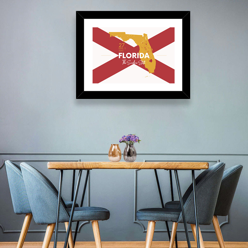 Florida Gold Map Graphic Wall Art