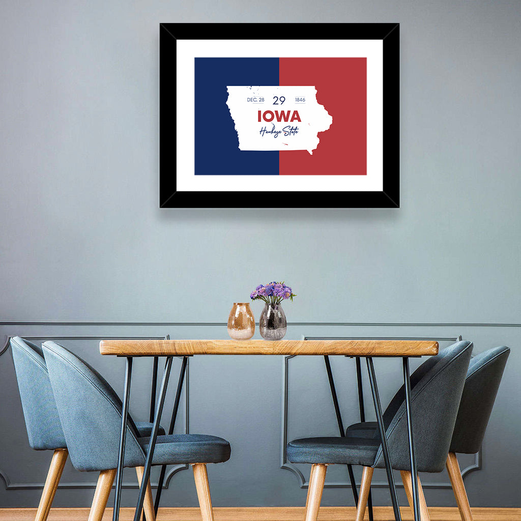 Hawkeye State Map Typography Wall Art