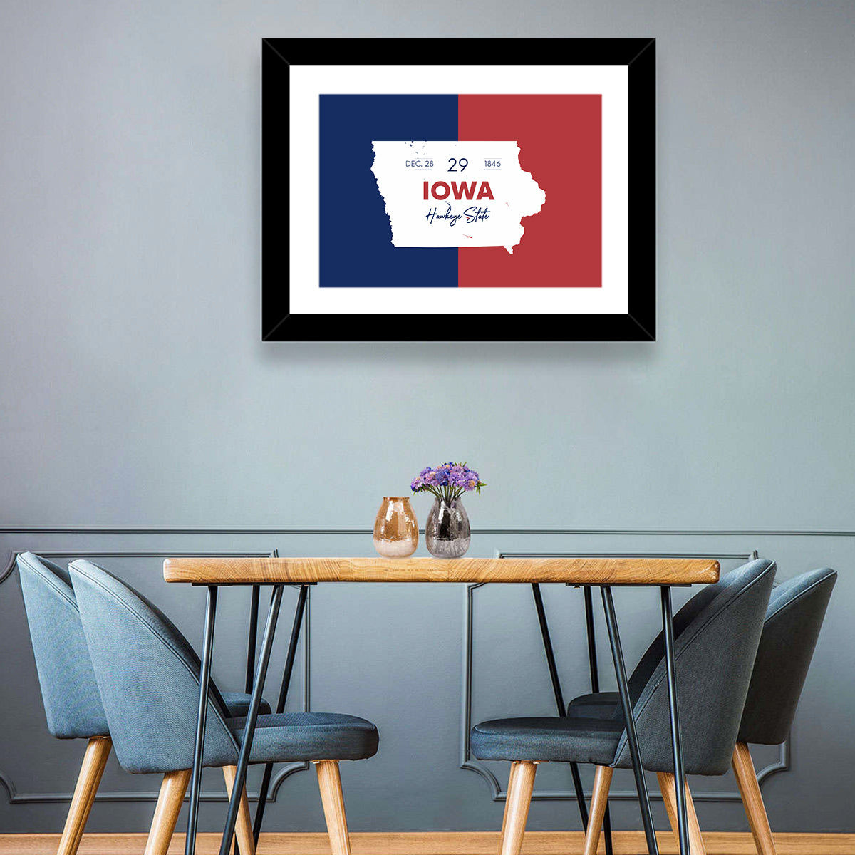 Iowa State Map Wall Art