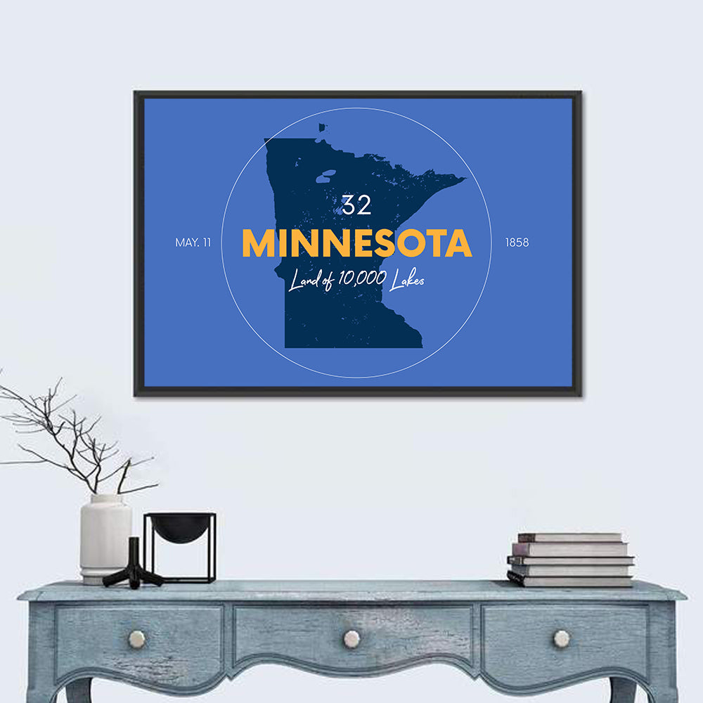 Minnesota State Outline Graphic Wall Art in a room, landscape
