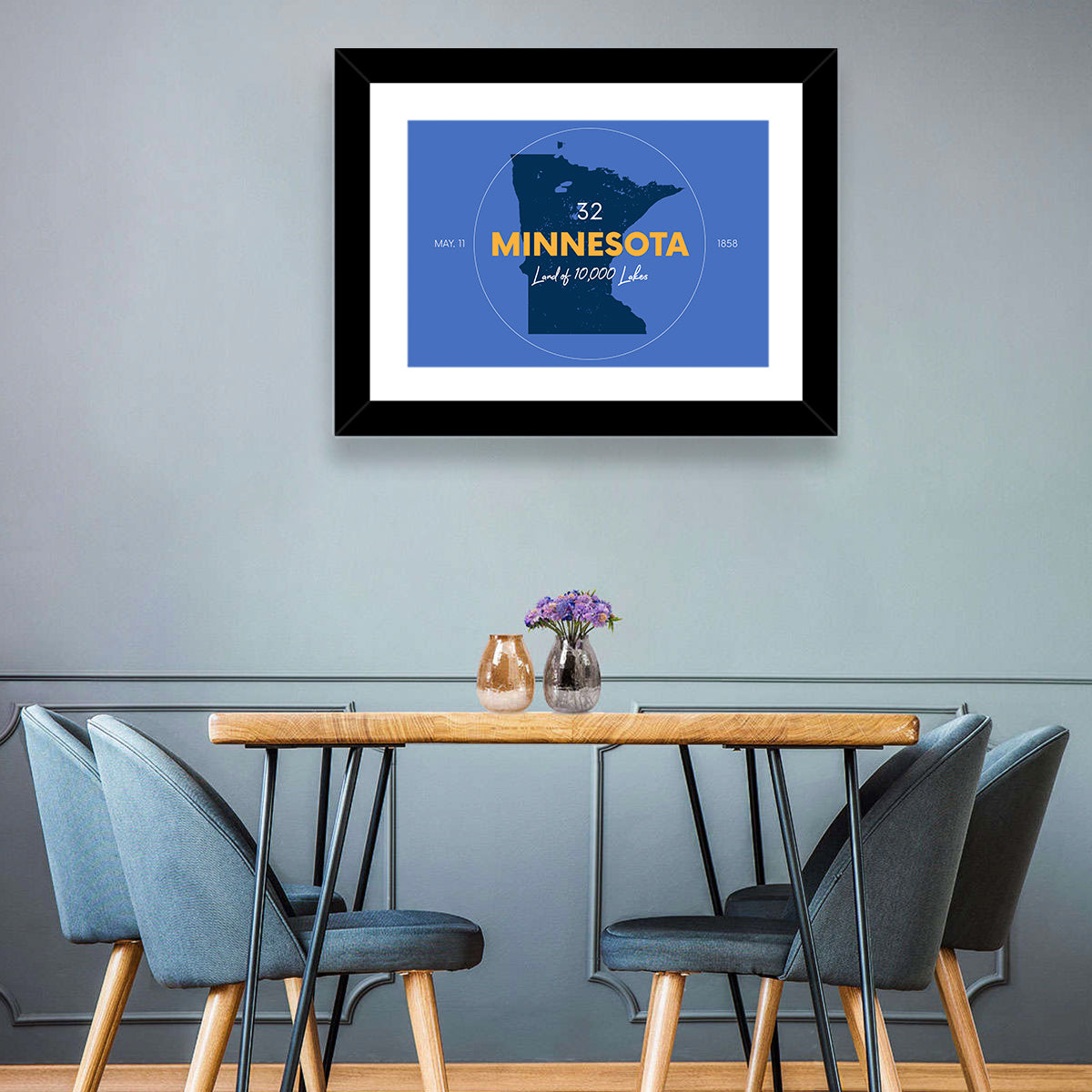 Minnesota State Outline Graphic Wall Art