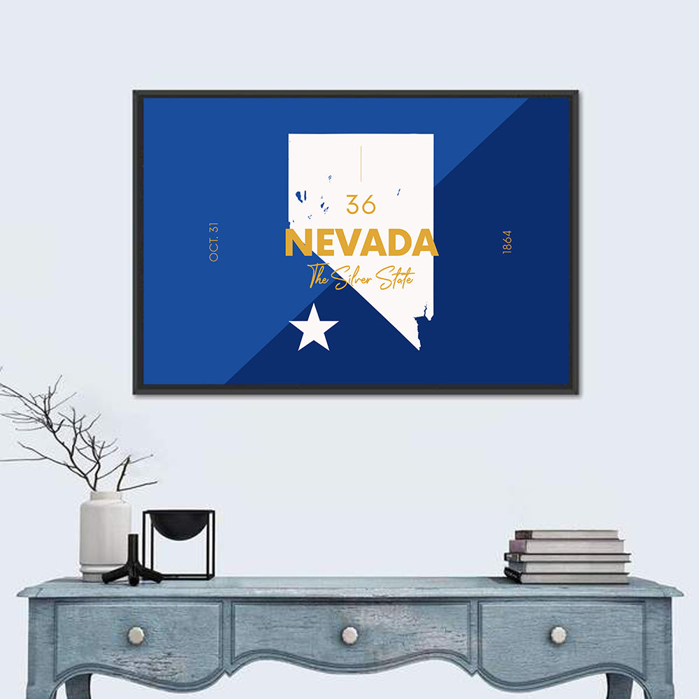 Nevada Map the Silver State Wall Art in a room, landscape