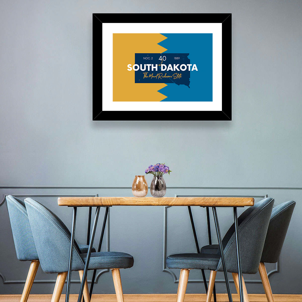 South Dakota State Map Wall Art
