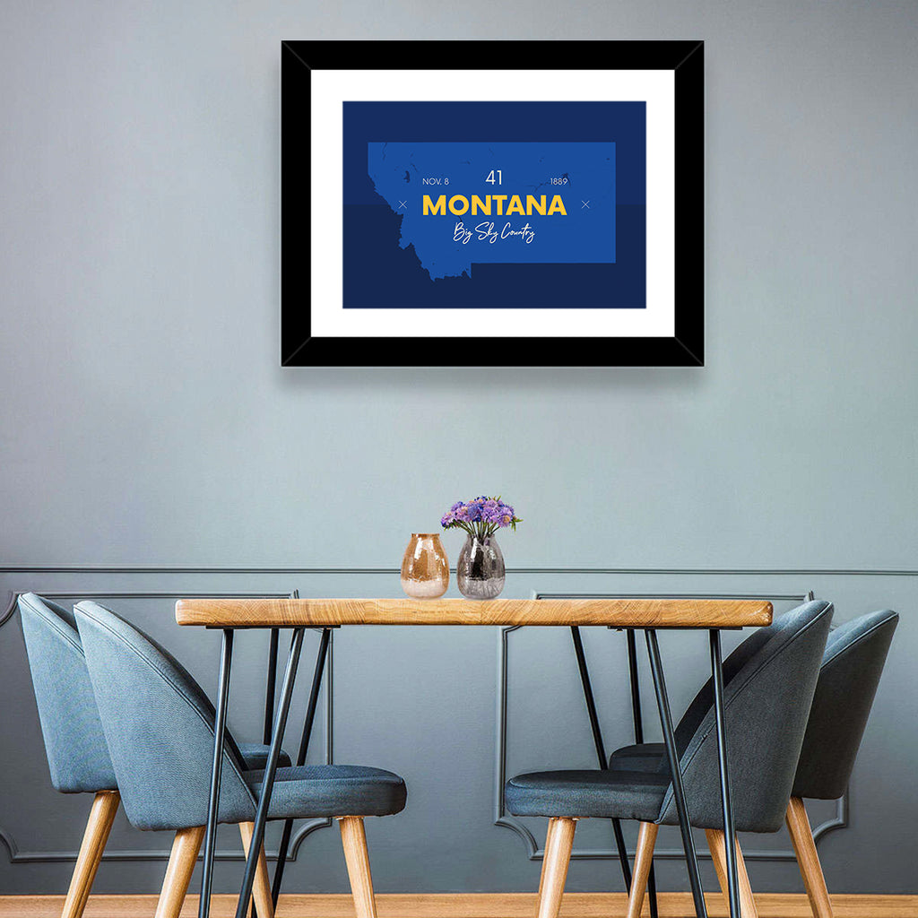 Montana Map Typography Big Sky Country Wall Art