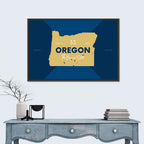 Oregon Typographic Map Wall Art