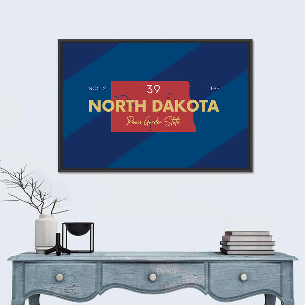 North Dakota Map Graphic Number 39 Wall Art in a room, landscape
