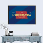 North Dakota Map Graphic Number 39 Wall Art