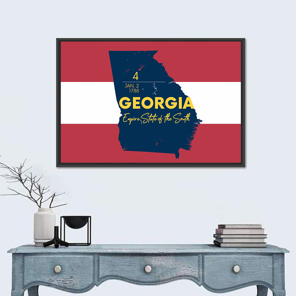 Georgia Silhouette Map Wall Art in a room, landscape