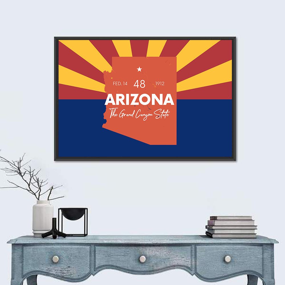 Arizona Sunburst Map Wall Art in a room, landscape