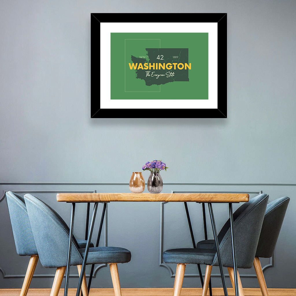 Minimalist Washington State Map Wall Art