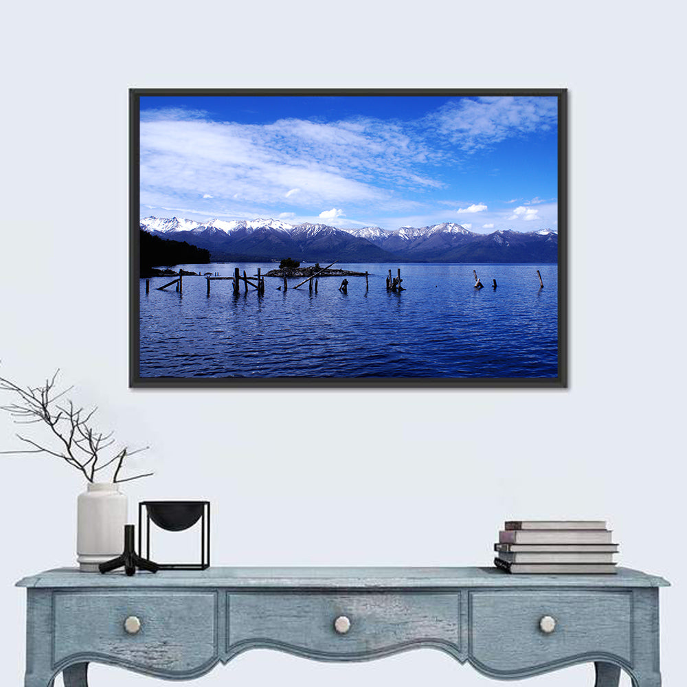 Nahuel Huapi Lake with Wooden Pilings Wall Art in a room, landscape