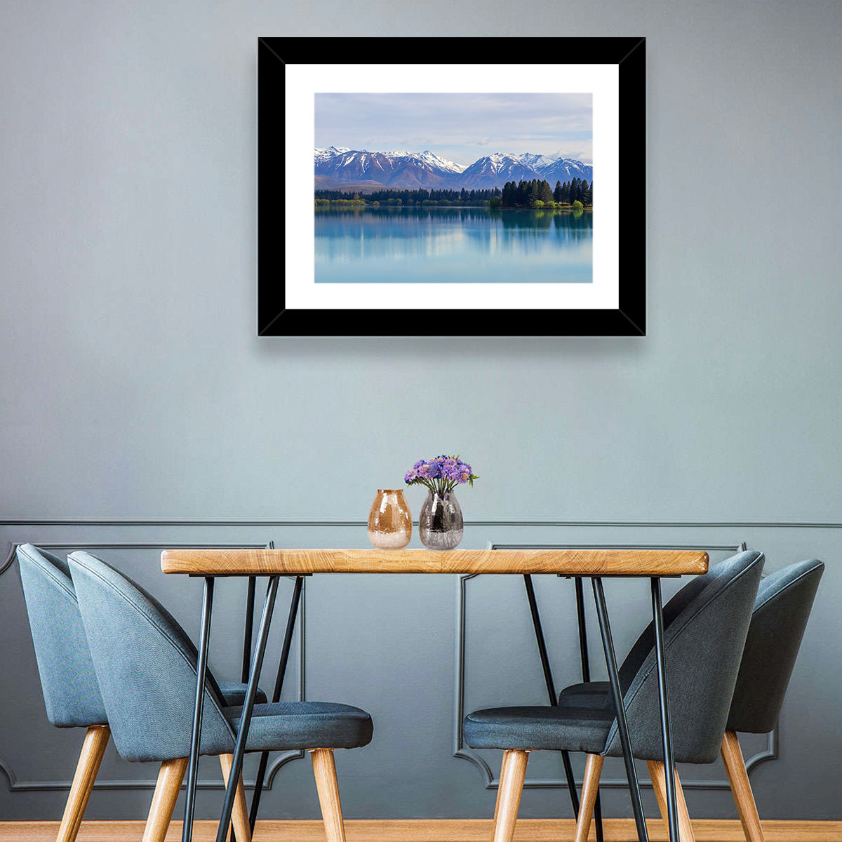 Lake Ruataniwha Reflection Wall Art in a room, landscape
