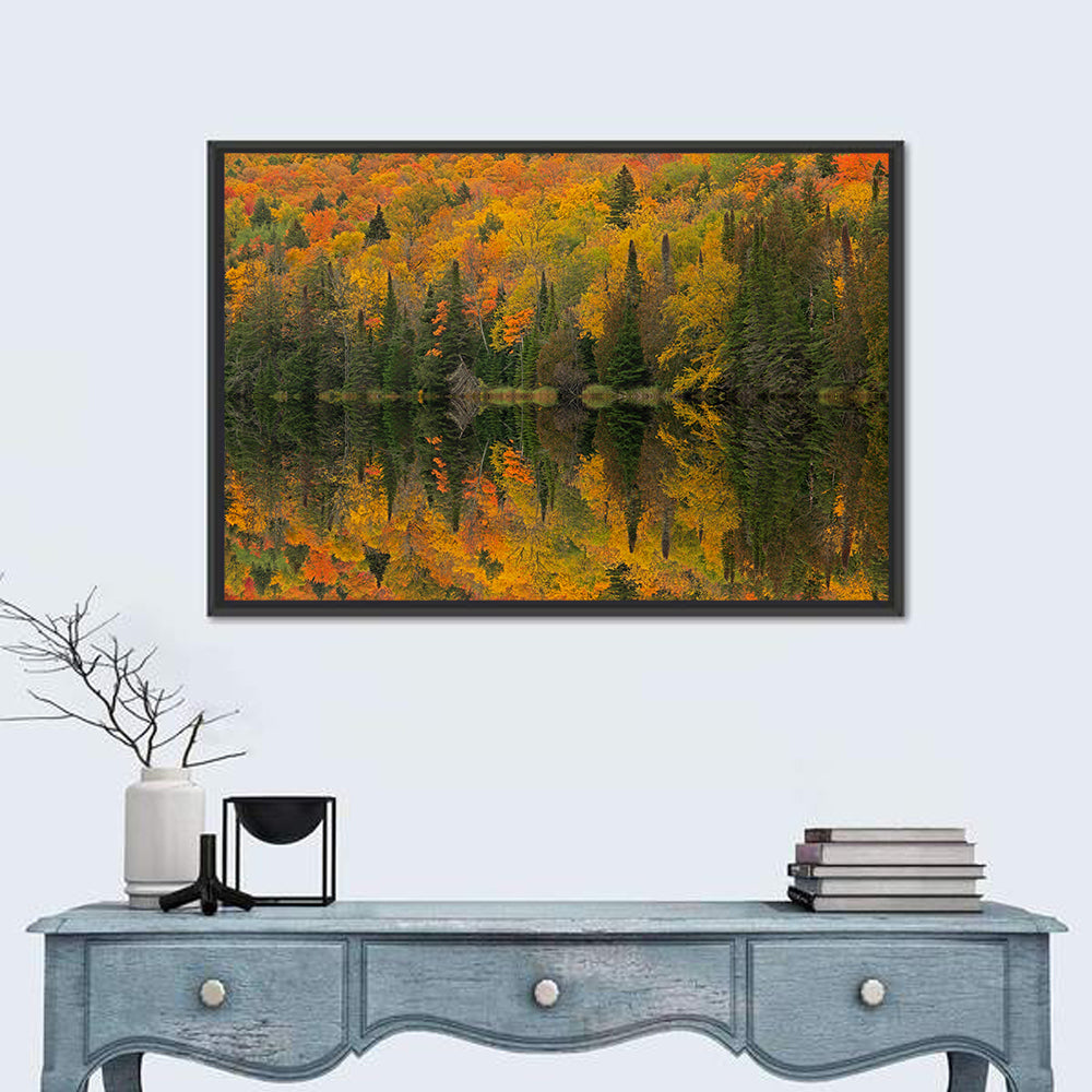 Ottawa National Forest Autumn Reflection Wall Art in a room, landscape