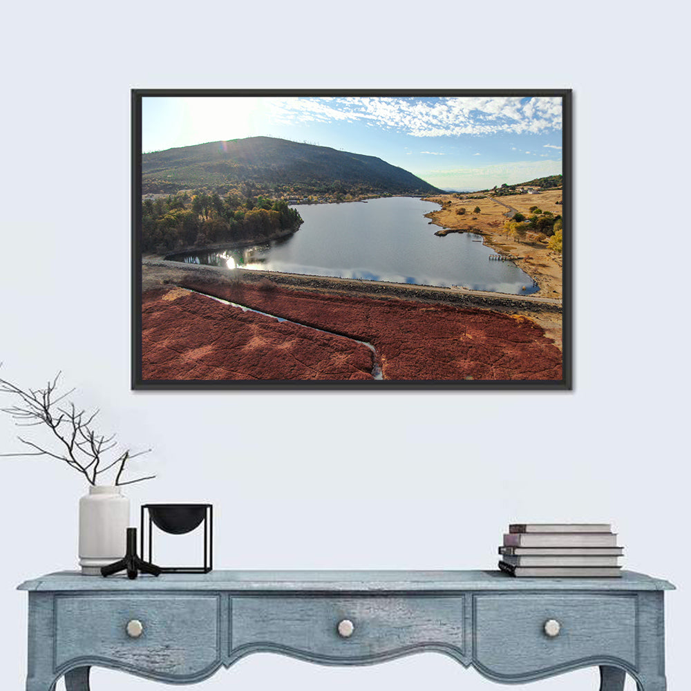 Lake Cuyamaca Aerial View Wall Art in a room, landscape