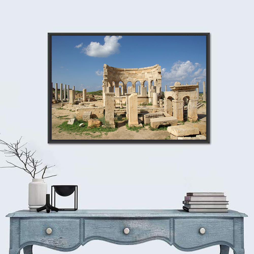 Leptis Magna Stone Ruins Wall Art in a room, landscape