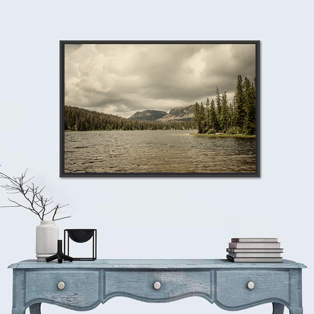 Mirror Lake Reflection Wall Art in a room, landscape