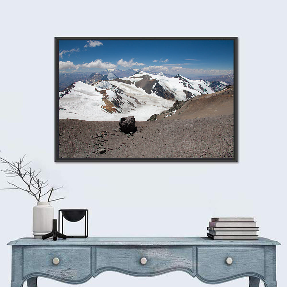 Aconcagua Glacial View Wall Art in a room, landscape