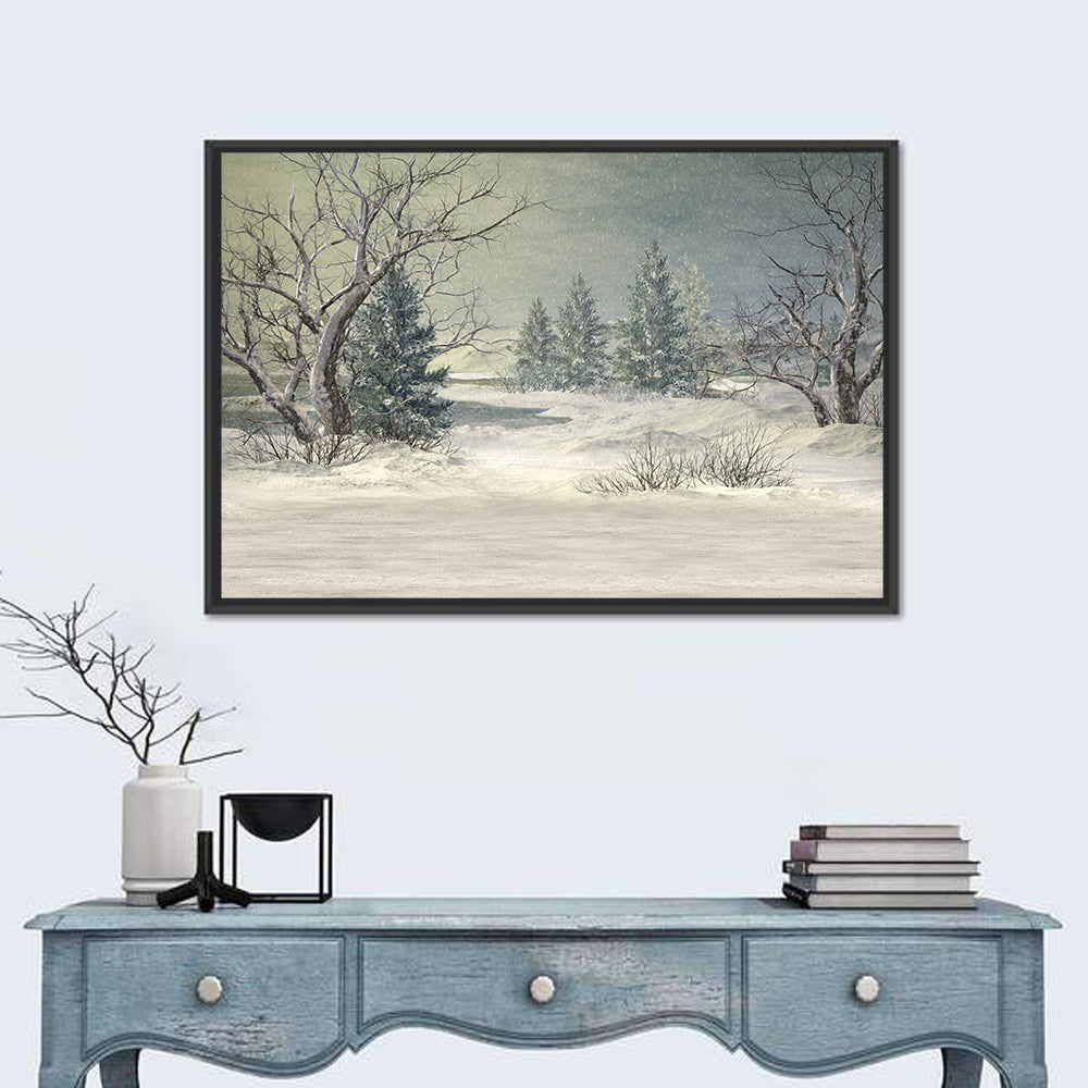 Snowy Forest with Frozen Pond Wall Art
