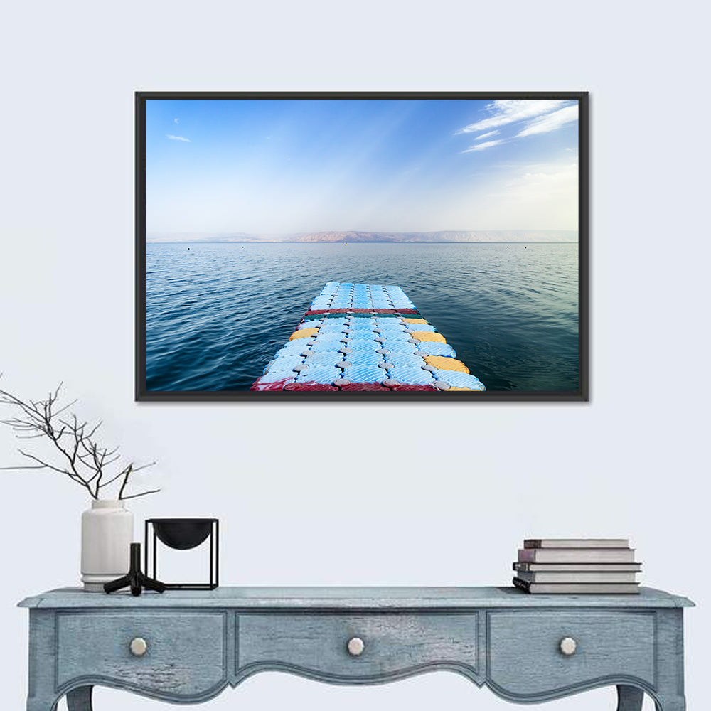 Galilee Floating Dock at Tiberias Wall Art in a room, landscape