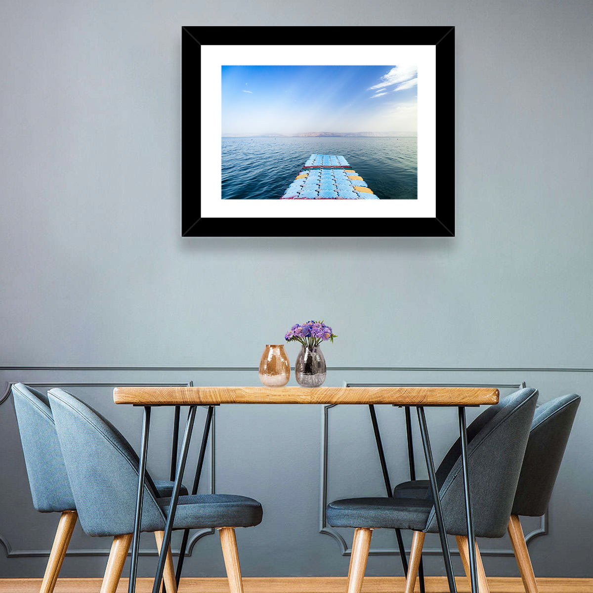 Galilee Floating Dock at Tiberias Wall Art in a room, landscape