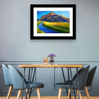 Mountain Village Stream at Golden Hour Wall Art