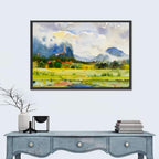 Summer Meadow Watercolor Landscape Wall Art