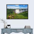 Kalandula Falls and Grazing Donkeys Wall Art