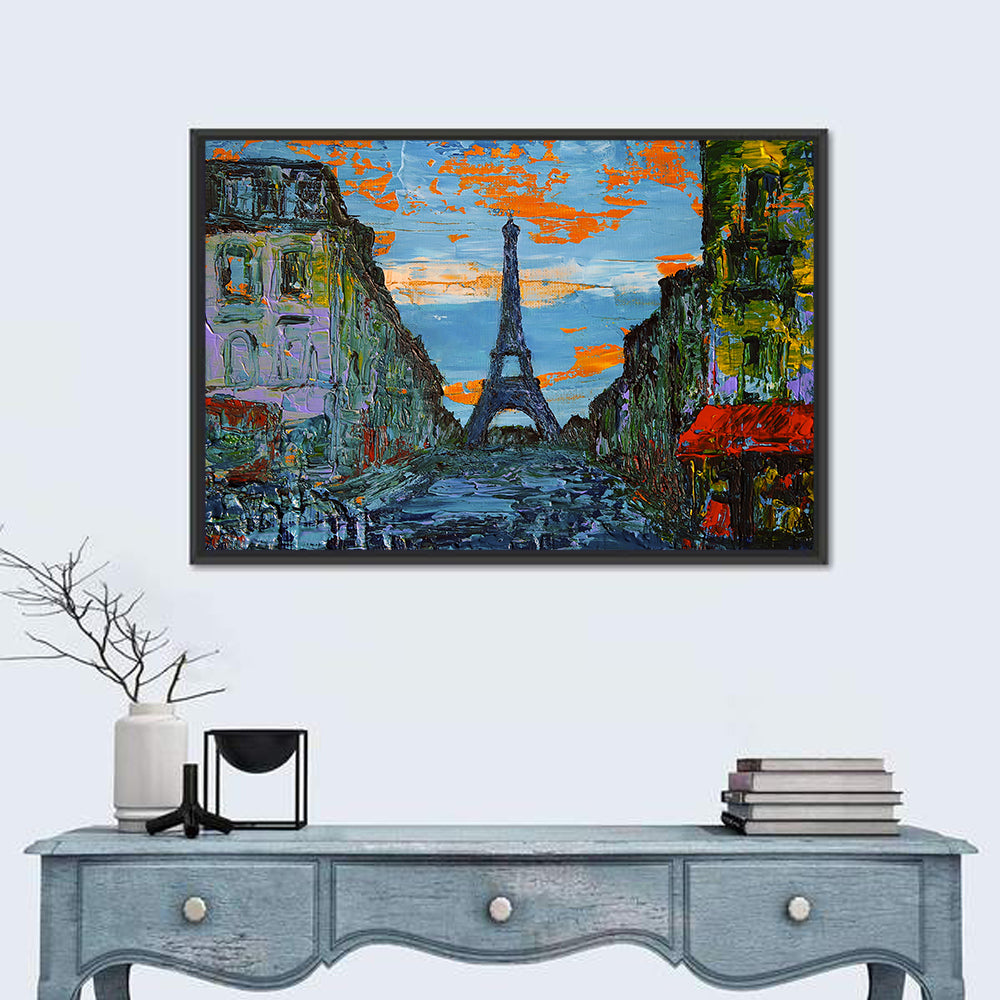 Paris Dusk Street, Eiffel Tower Wall Art