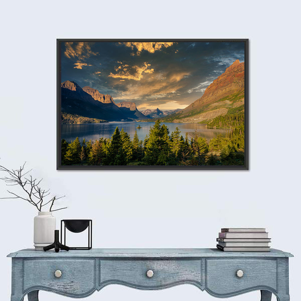 Wild Goose Island, St. Mary Lake Wall Art in a room, landscape
