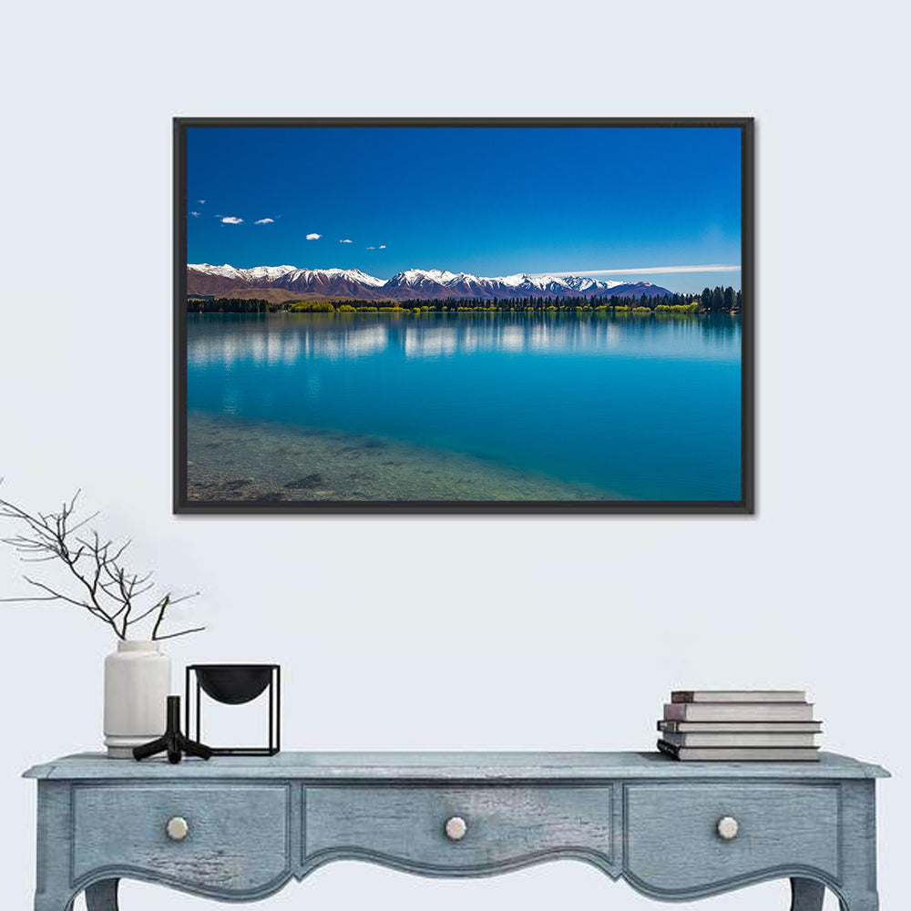 Lake Ruataniwha Reflection Wall Art in a room, landscape
