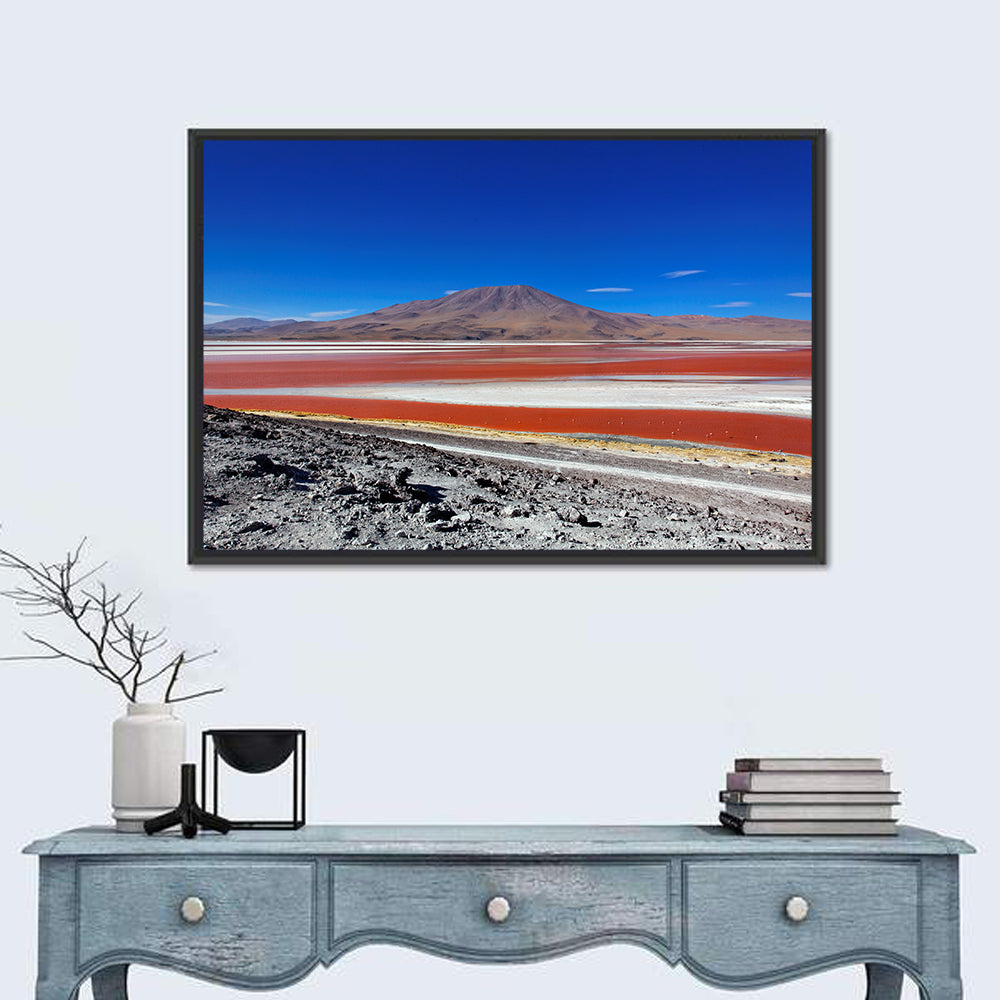 Laguna Colorada Red Lake Wall Art in a room, landscape