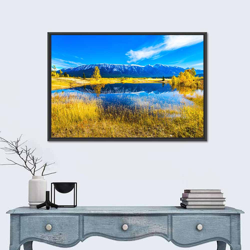 Abraham Lake Reflection Wall Art in a room, landscape