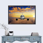 Airplane Takeoff at Sunset Wall Art